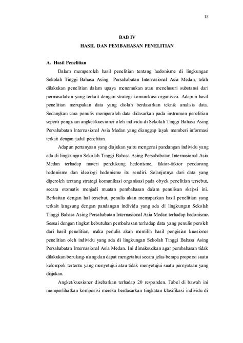 MAKALAH BAHASA INDONESIA HEDONISME DI LINGKUNGAN STBA PIA BAB 4 PDF