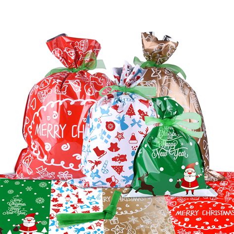 Fepito Pack Christmas Bags Large Size Wrapping Assorted Styles