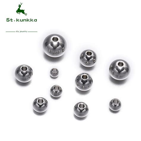 Stkunkka Round Seed Beads Stainless Steel Loose Spacer 30 100 Pcs Shopee Malaysia