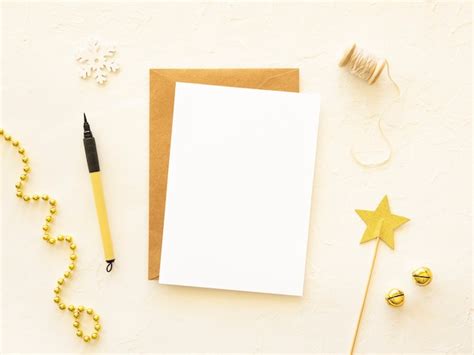 Premium Photo Christmas Golden Mockup Copy Space On A Paper Sheet