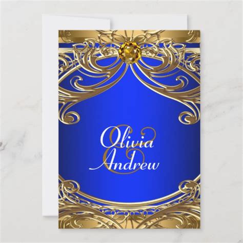 Elegant Royal Blue and Gold Wedding Invitation | Zazzle.com