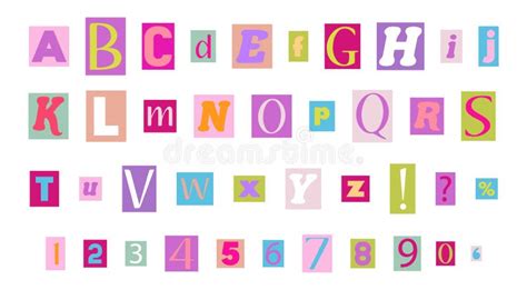 Clipping Alphabet In Y K Style Stock Vector Illustration Of Pieces