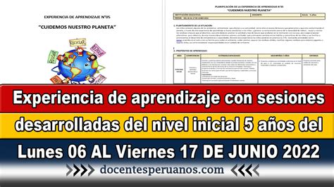 Experiencia De Aprendizaje Con Sesiones Desarrolladas Del Nivel Inicial