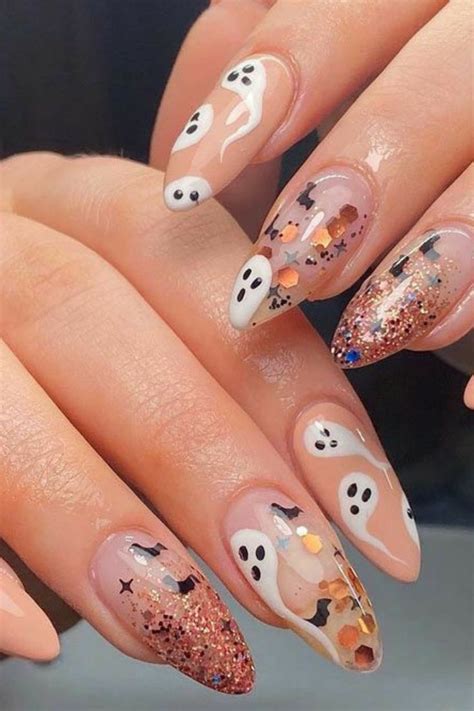 30 Cute And Spooky Ghost Nails To Wear This Halloween In 2022 Halloween