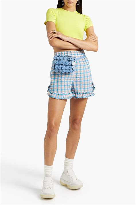 Ganni Ruffled Gingham Seersucker Shorts The Outnet