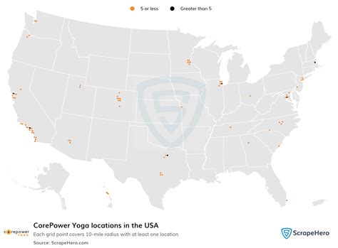 Number of CorePower Yoga locations in the USA in 2025 | ScrapeHero
