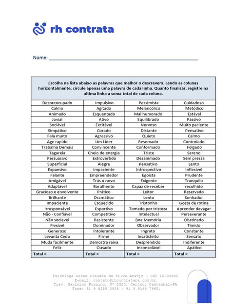 Teste De Temperamento Grátis - TESTE DE TEMPERAMENTO | Download grátis PDF | Psicologia