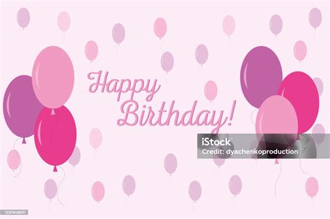 A Pink Happy Birthday Balloons Stock Illustration - Download Image Now ...