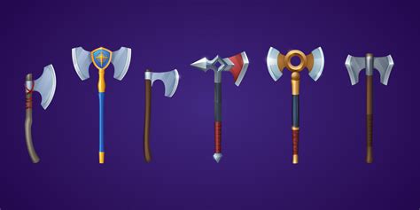 Medieval battle axe, ax and battleaxe vector set 14343202 Vector Art at ...