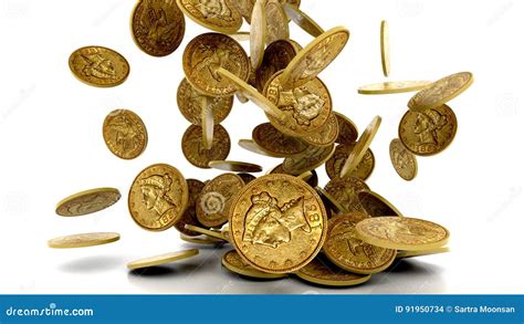 Falling Gold Coins Isolated Editorial Stock Image Image Of Symbol