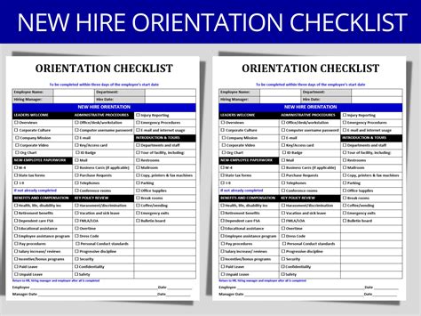 New Hire Orientation Checklist New Employee Checklist HR - Etsy