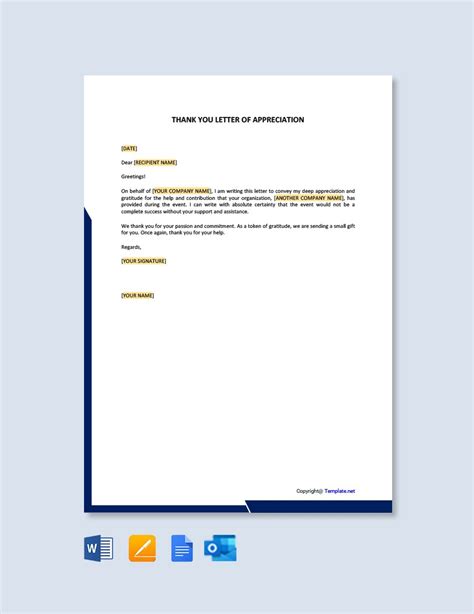 Editable Appreciation Letter Templates in Word to Download