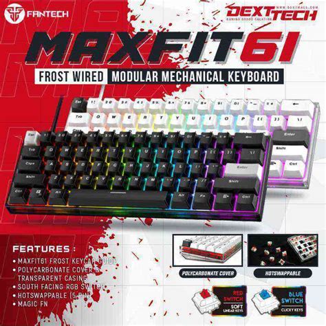 Promo Fantech MAXFIT61 MK857 FROST Wired RGB Hotswap Mechanical