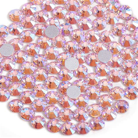 Beadsland Flat Back Crystal Rhinestones Round Gems Light Pink Ab