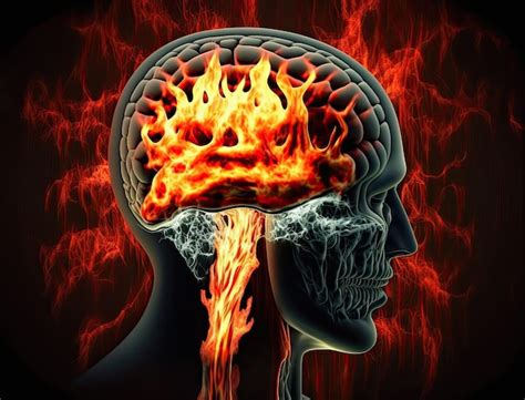 Premium Ai Image Human Brain Burning Head Headache Illustration