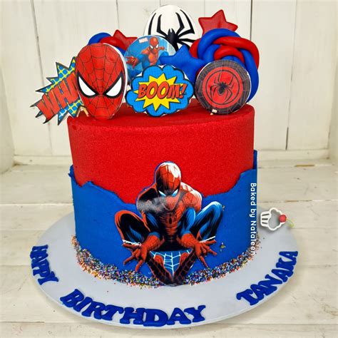 Red And Blue Spiderman Birthday Cake Baked By Nataleen