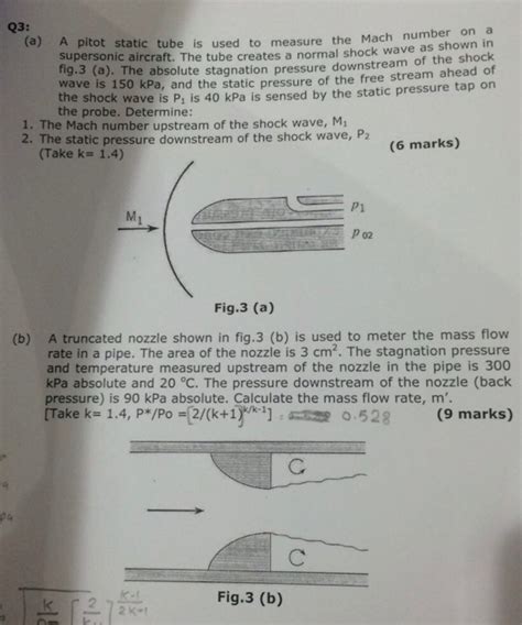 Solved A A Measure Mach Number On A Pitot Static Tube Is