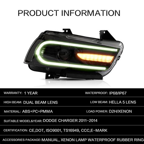 Led Scheinwerfer Rgb Farbe F R Dodge Charger Schwarzer Dual