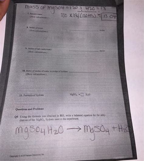 Solved mass of mgso4. =1203 120 =18 100 X 8|(1048) 13.04 7. | Chegg.com