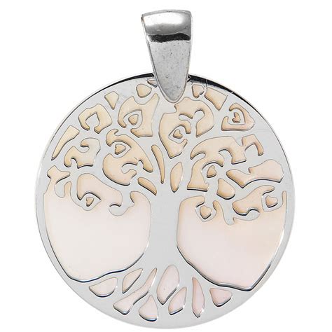 Pendentif Argent Rhodi Arbre De Vie Et Nacre Mm Ref