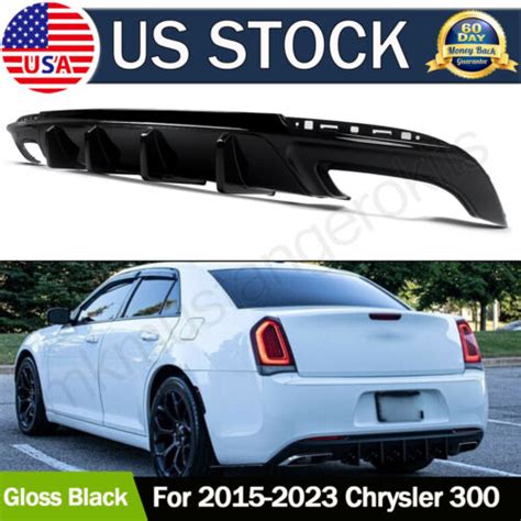 Rear Bumper Lip Diffuser For Chrysler Gloss Black Rectangle