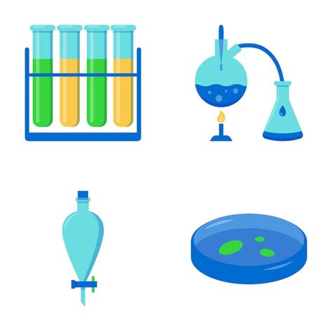 Conjunto de iconos de ciencia química Vector Premium