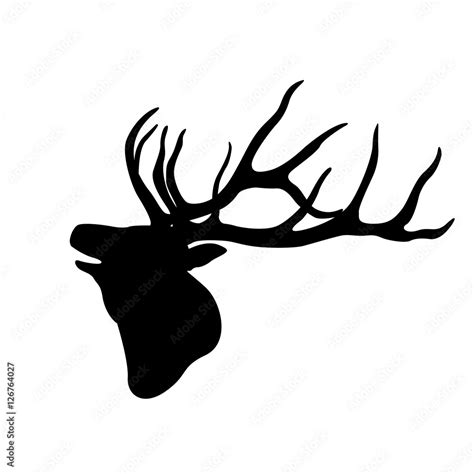 deer head vector illustration black silhouette Stock Vector | Adobe Stock