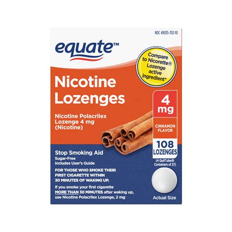 2 Pack Equate Nicotine Polacrilex Lozenge 4 Mg Cinnamon Flavor 108