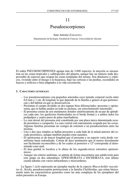 Pdf Pseudoescorpiones En Curso Practico De Entomologia Barrientos