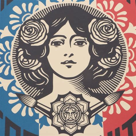 Shepard Fairey 2018 Signed Offset Print Liberte Egalite Fraternite Ebth