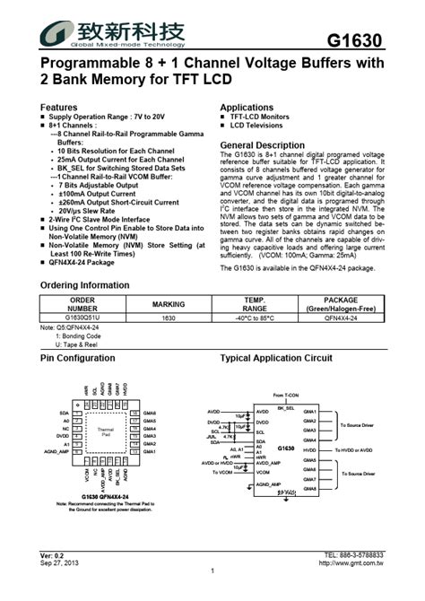 G1630 datasheet, buffers equivalent, Global Mixed-mode Technology