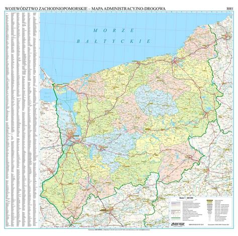 Zachodniopomorskie Mapa Cienna Drogowa Ark