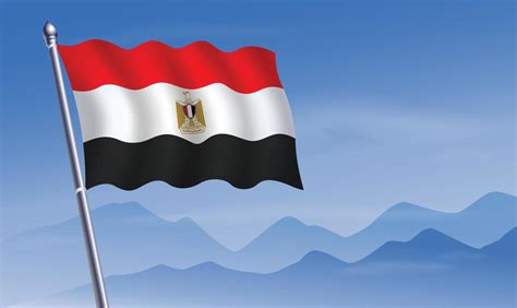 Egypt Flag With Background Of Mountains And Sky 20712048 Vector Art At