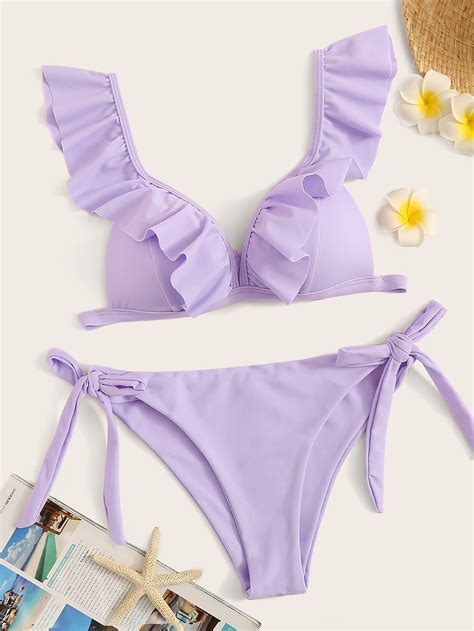 Tie Side Ruffle Bikini Set Side Tie Bikini Bikinis Bikini Set Hot Sex