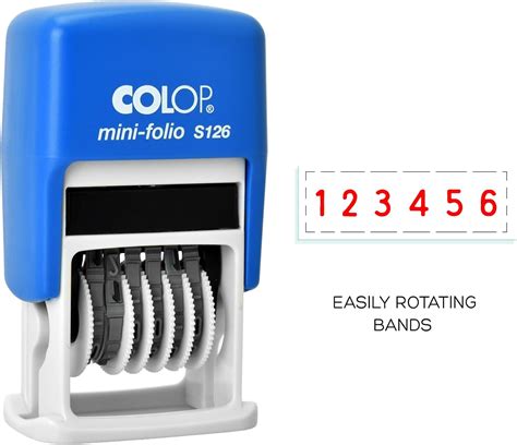 Self Inking Colop S126 Mini Folio Rubber Stamp 6 Digit Number Stamp