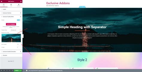 How To Configure Style Section Parallax Extension Exclusive Addons