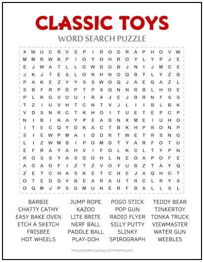 Classic Toys Word Search Puzzle Word Puzzles For Kids Free Printable