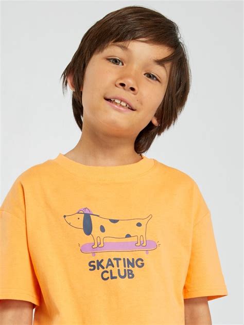 T shirt imprimé Skate Orange Kiabi 5 00