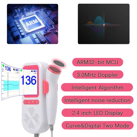 Atualizado 3 0 mhz doppler fetal monitor de freqüência cardíaca em casa