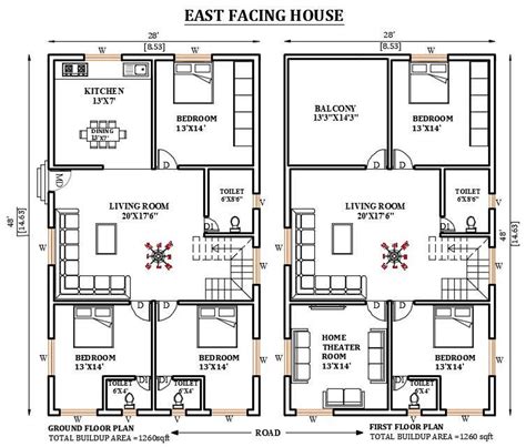 East Facing House Layout Plan Autocad Drawing Dwg File Cadbull Images