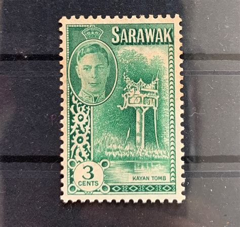 Malaya Sarawak King George C Stamp Mint Toned Gum Green Kayan Tomb