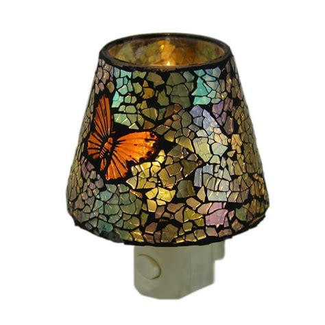 Mosaic Crackled Glass Butterfly Plug In Night Light