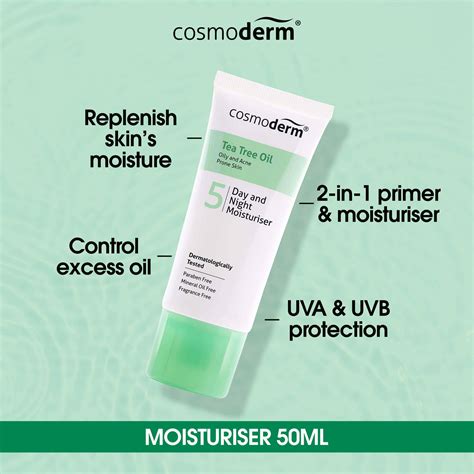 Cosmoderm Tea Tree Oil Day And Night Moisturiser Spf 15 Pa 50ml