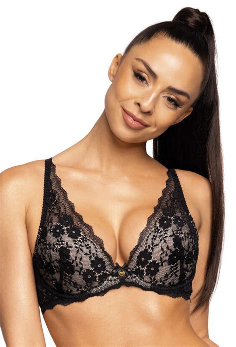 Biustonosz push up czarno beżowy Niki M 3756 11 80A MAT Lingerie