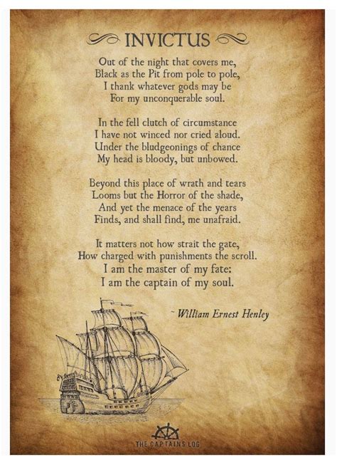 Invictus I Am The Master Of My Fate Invictus Poem Inspirational Poems Poetry Quotes