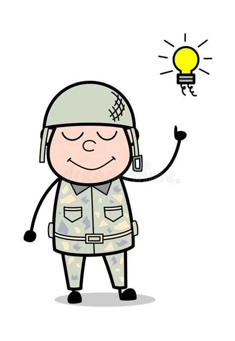 Consigui Una Idea Soldado Lindo Vector Illustration De La Historieta