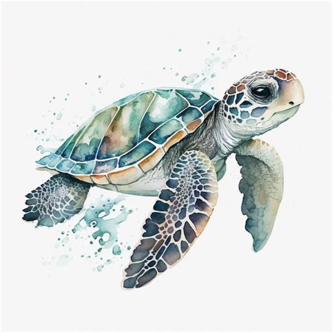 Premium Photo | Watercolor sea turtle