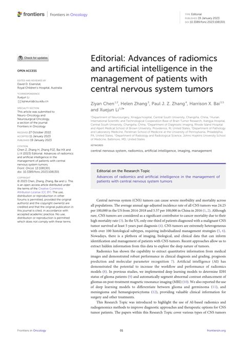 Pdf Editorial Advances Of Radiomics And Artificial Intelligence In