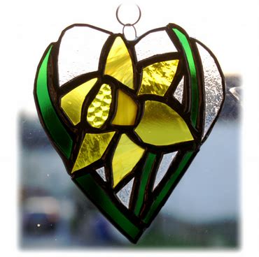 Daffodil Heart Suncatcher Stained Glass Folksy