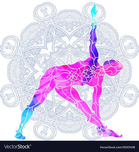 Girl In Yoga Pose Over Ornate Round Mandala Vector Image